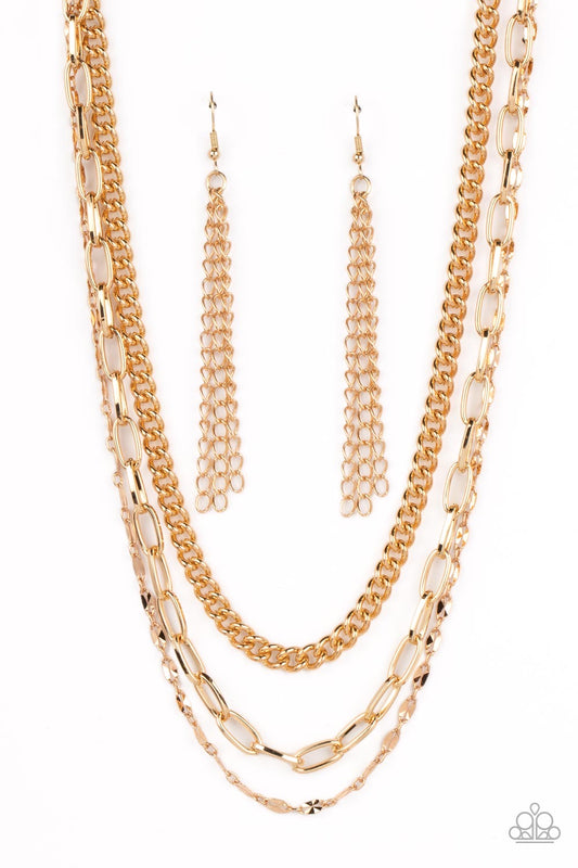 Galvanized Grit - gold necklace ￼