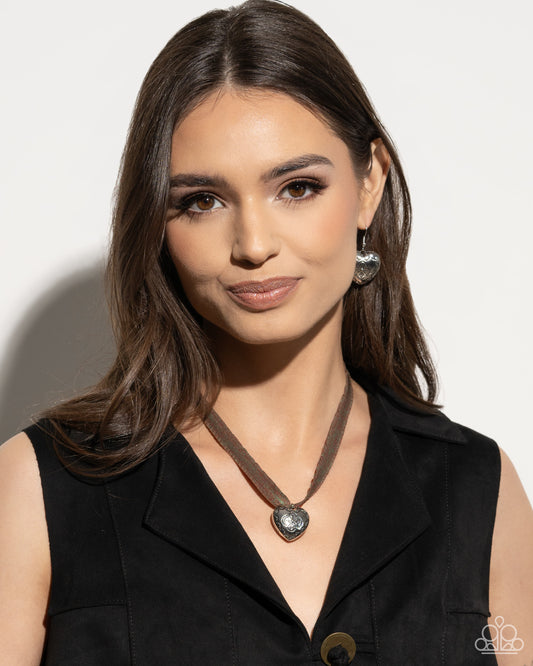 Complete Look Brown Heart ribbon and earring set
