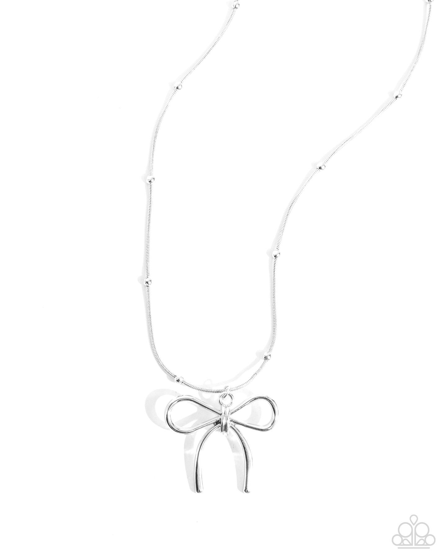 Complete Look silver bow necklace and earring set