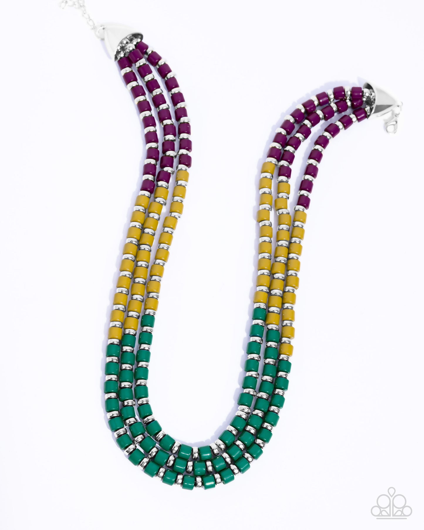 Complete Look green, yellow and purple beaded set