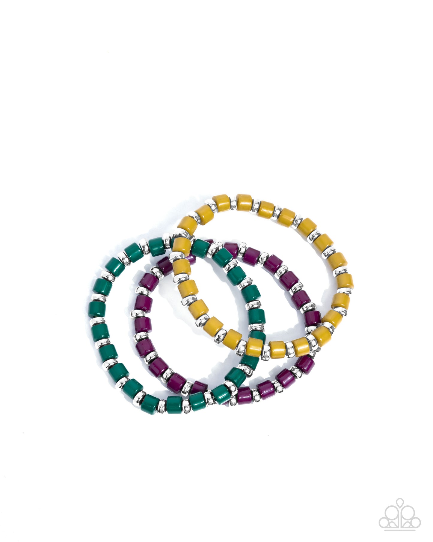 Complete Look green, yellow and purple beaded set