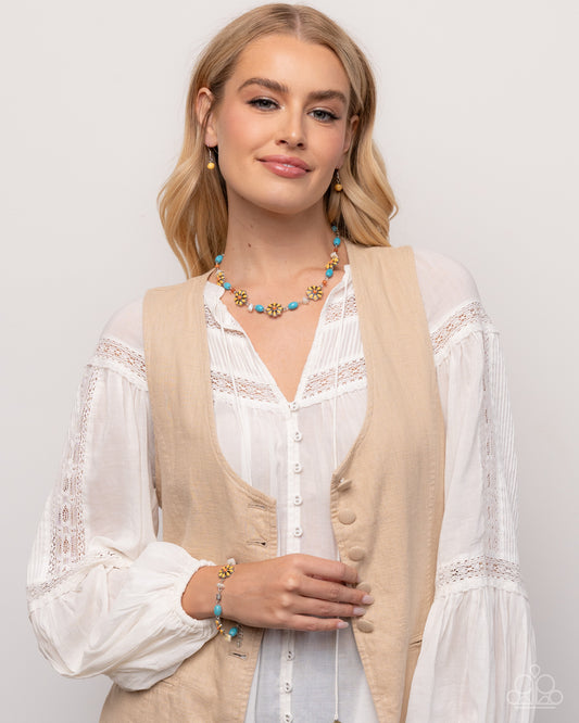 Complete Look turquoise with yellow flowers
