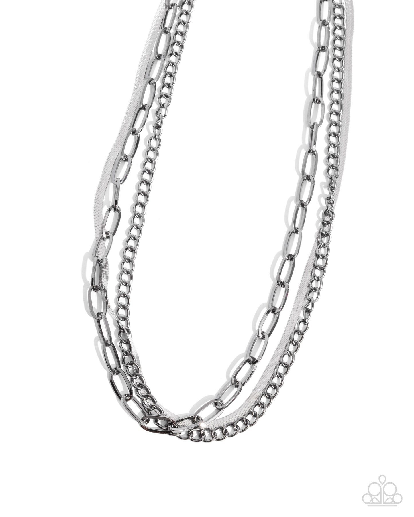 Complete Look multi gunmetal and silver chainlink necklace and bracelet set