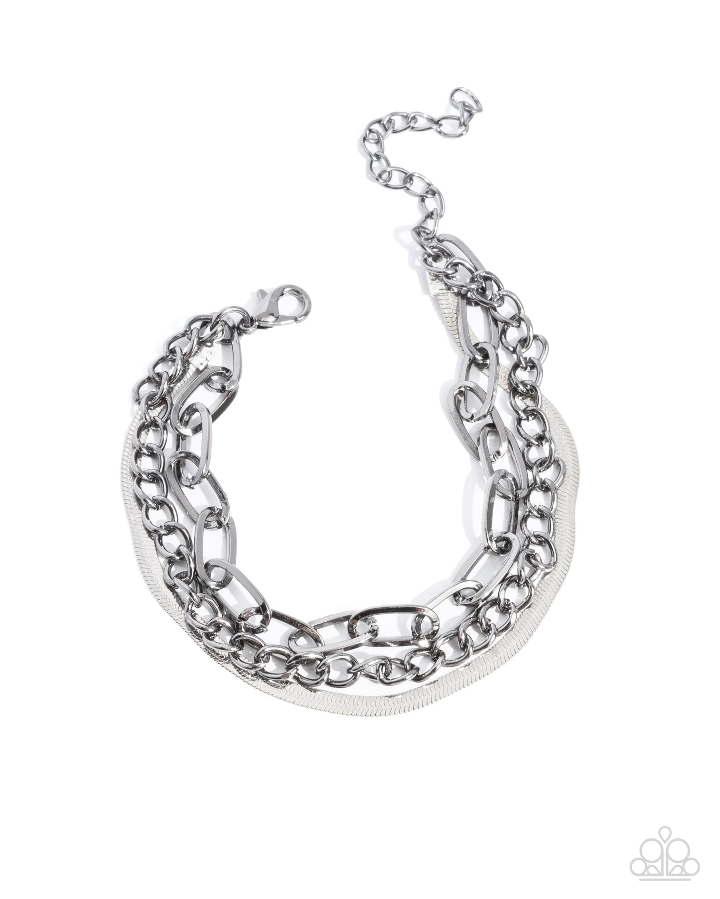 Complete Look multi gunmetal and silver chainlink necklace and bracelet set