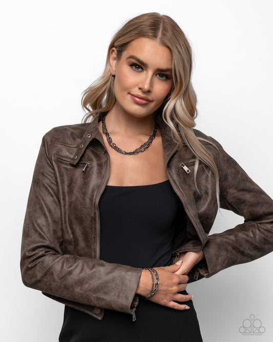Complete Look multi gunmetal and silver chainlink necklace and bracelet set