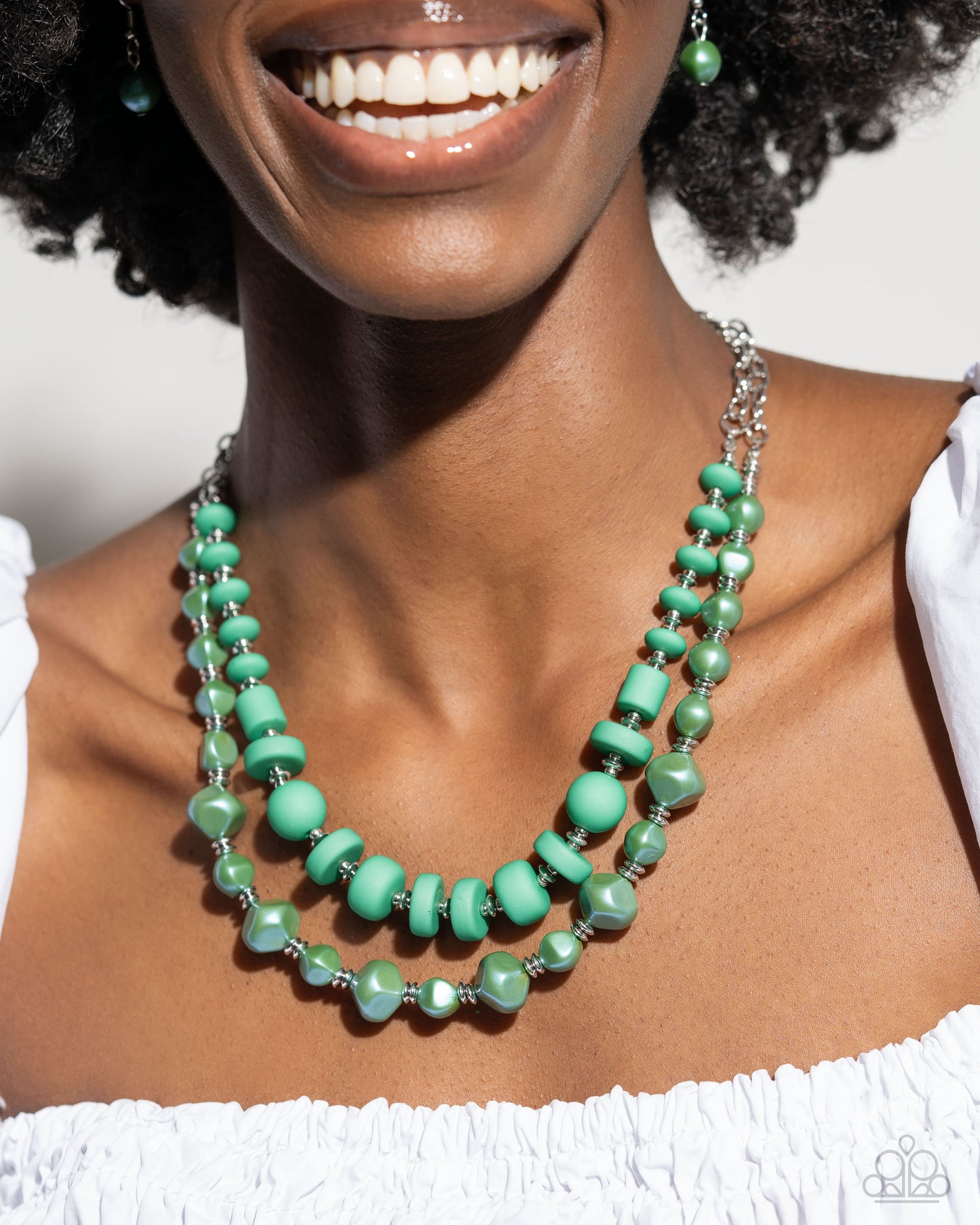 Complete Look Green beaded necklace and bracelet set