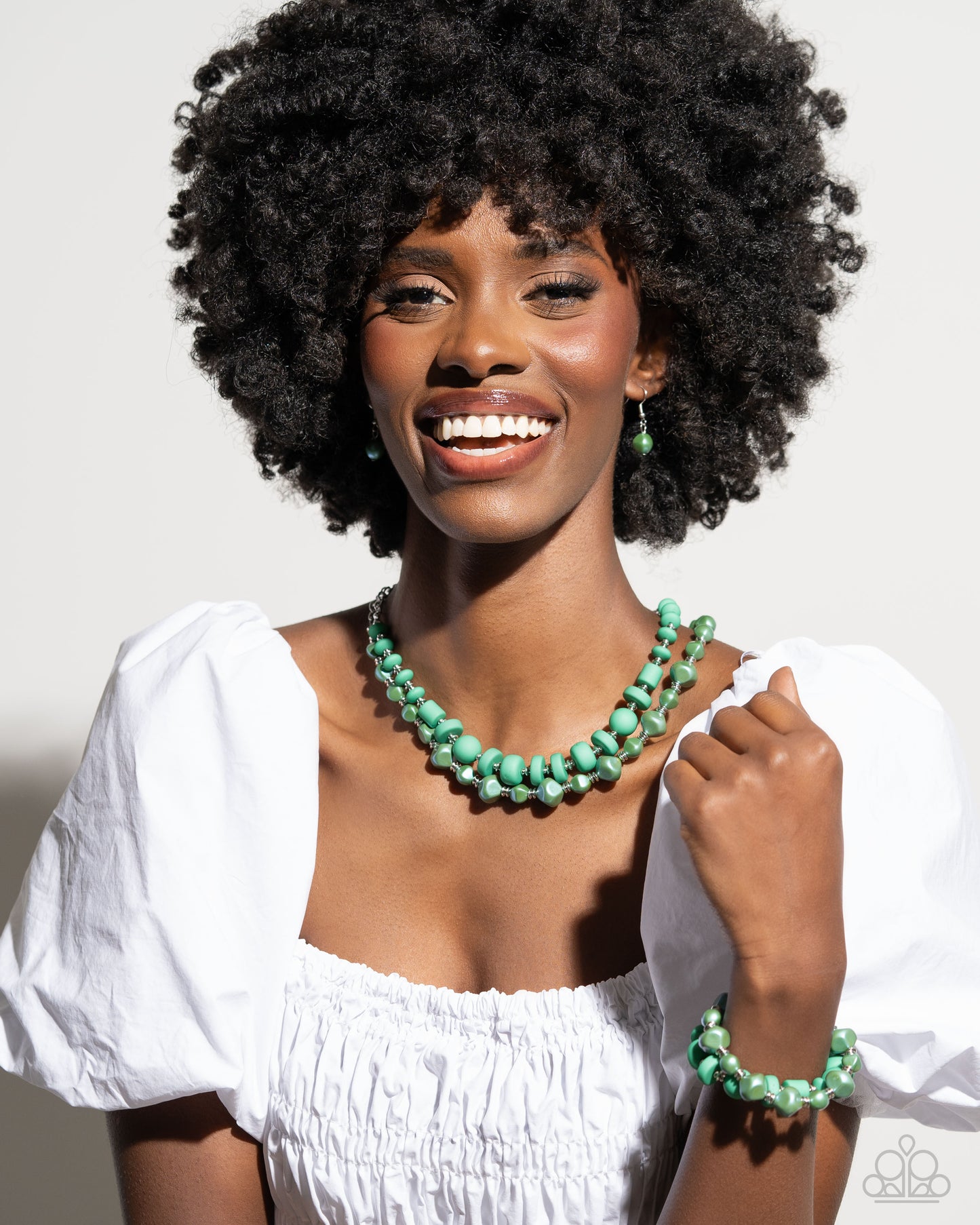 Complete Look Green beaded necklace and bracelet set