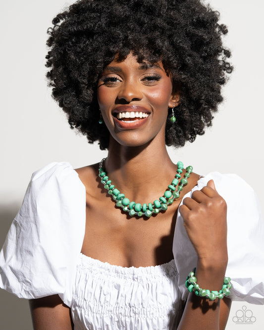 Complete Look Green beaded necklace and bracelet set