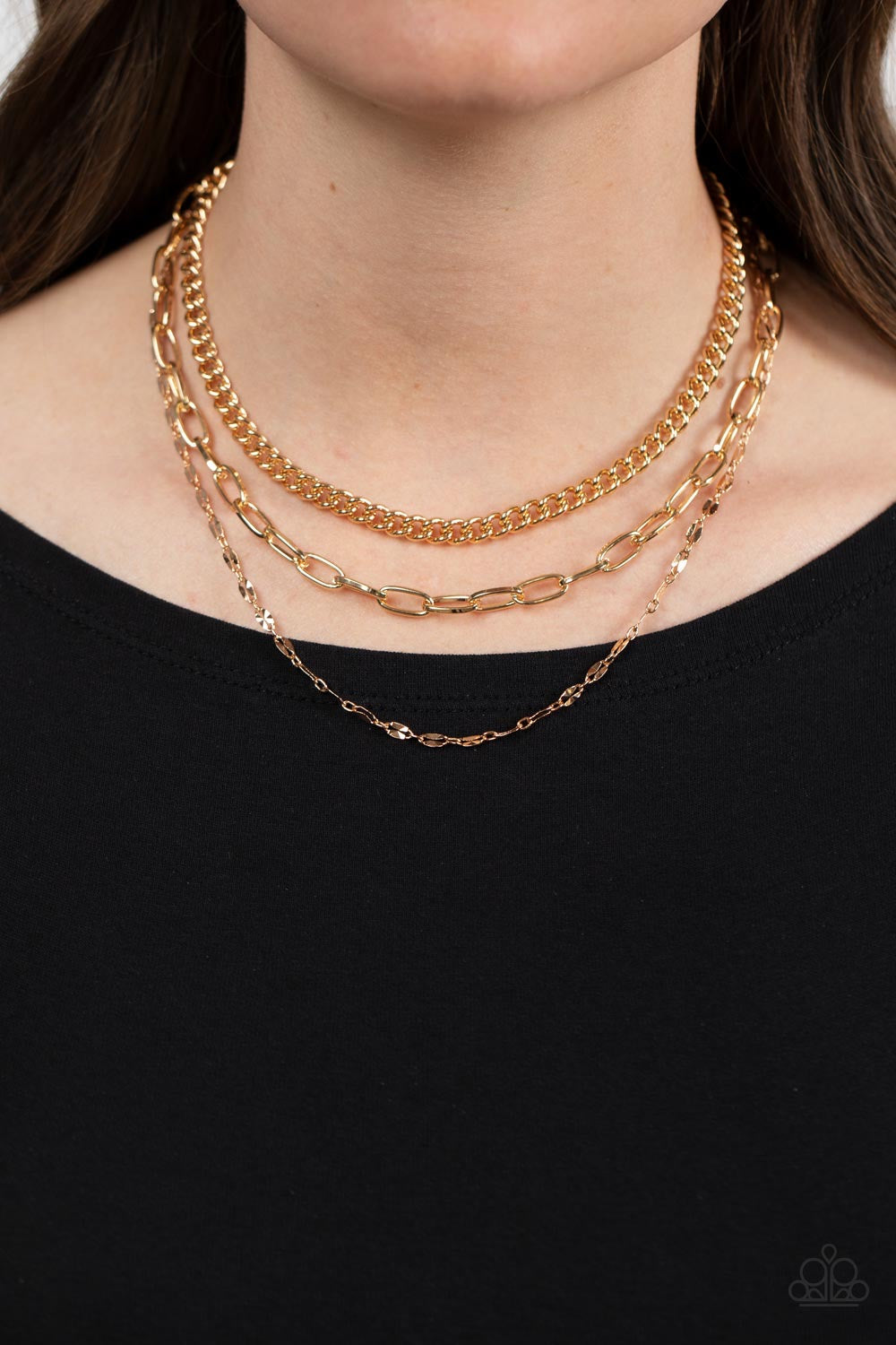 Galvanized Grit - gold necklace ￼
